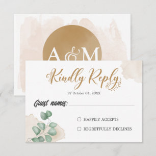 Tarjeta RSVP de Boda Horizontal de Verdor de Oro