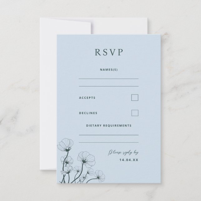 Tarjeta RSVP de boda húmeda botánica GRACE (Anverso)