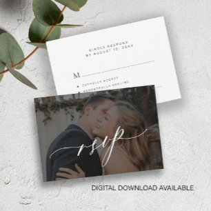 Tarjeta RSVP de boda imprimible con guión elegante