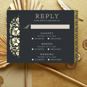 Tarjeta RSVP de Boda India de Lotus Flower para ev
