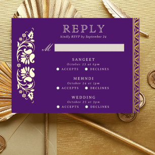 Tarjeta RSVP de Boda India de Lotus Flower para ev