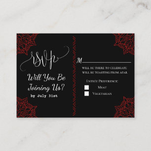 tarjeta RSVP de boda india roja