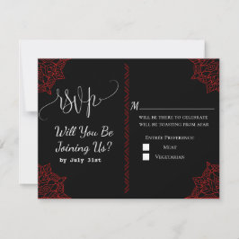 tarjeta RSVP de boda india roja