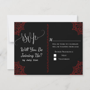 tarjeta RSVP de boda india roja