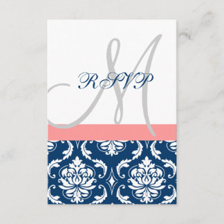 Tarjeta RSVP de boda inicial de la Marina Blue Dam