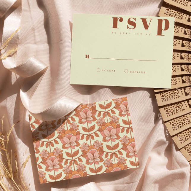 Tarjeta RSVP de Boda inspirada en Retro 70 (Subido por el creador)