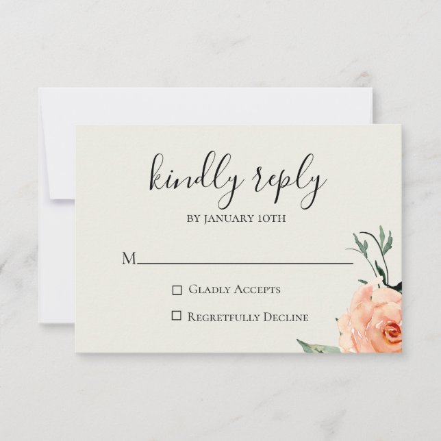 Tarjeta RSVP de Boda Jardin De Fleurs (Anverso)