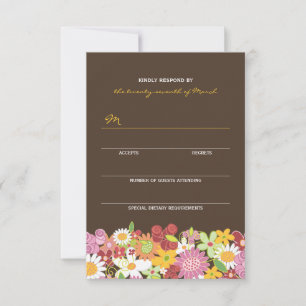 Tarjeta RSVP de Boda Jardín de Flores de Primavera