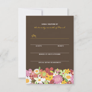 Tarjeta RSVP de Boda Jardín de Flores de Primavera