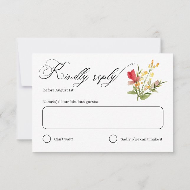Tarjeta RSVP de Boda Jardín de Flores Silvestres R (Anverso)