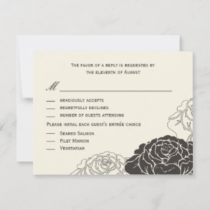 Tarjeta RSVP de Boda Jardín Rosa - Carbón