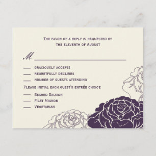 Tarjeta RSVP de Boda Jardín Rosa - Púrpura