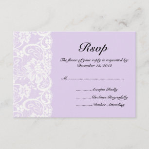 Tarjeta RSVP de boda Lace y Lilac blancos