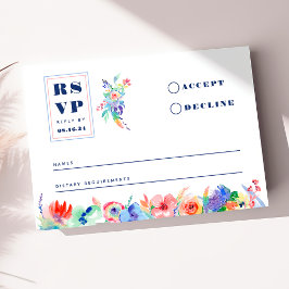Tarjeta RSVP de boda LGBTQ floral moderna arcoiris