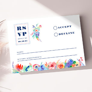 Tarjeta RSVP de boda LGBTQ floral moderna arcoiris