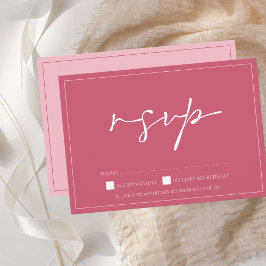 Tarjeta RSVP de boda magenta de escritura rosa mín