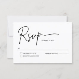 Tarjeta RSVP de boda manuscrita minimalista