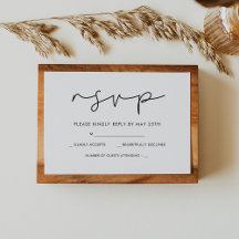 Tarjeta RSVP de boda manuscrita minimalista