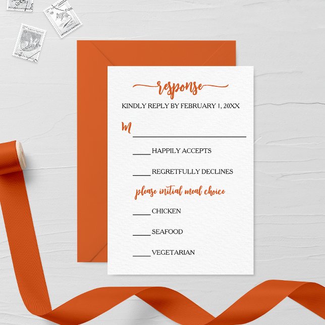 Tarjeta RSVP de Boda Marigold minimalista (Subido por el creador)