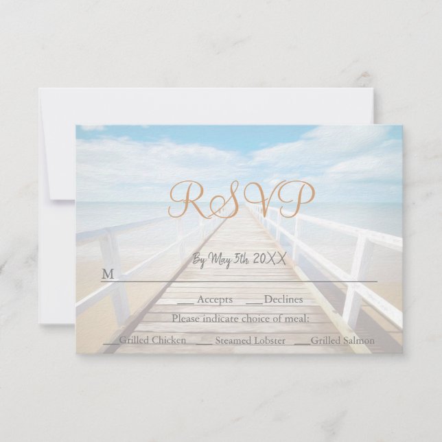 Tarjeta RSVP de Boda Marítima/Boda Oceánica con Te (Anverso)