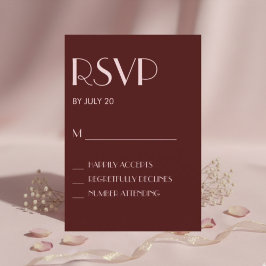 Tarjeta rsvp de boda marrón y rosa pálido