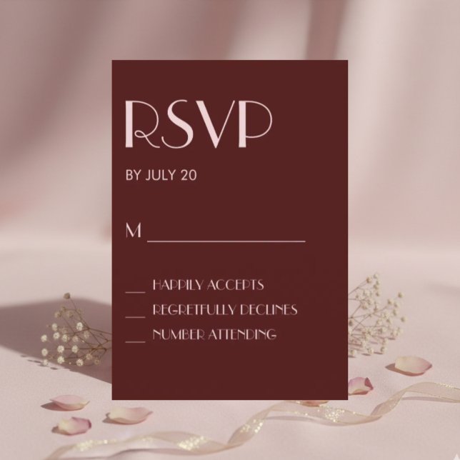 Tarjeta rsvp de boda marrón y rosa pálido (Subido por el creador)