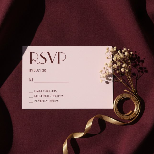 Tarjeta rsvp de boda marrón y rosa pálido (Subido por el creador)