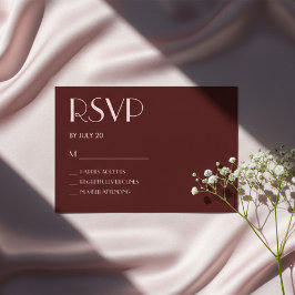 Tarjeta rsvp de boda marrón y rosa pálido