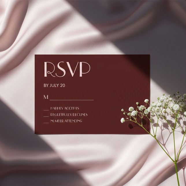 Tarjeta rsvp de boda marrón y rosa pálido (Subido por el creador)