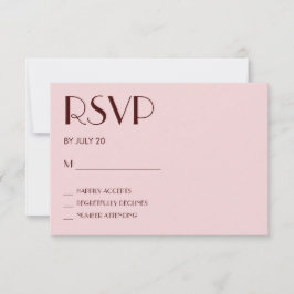 Tarjeta rsvp de boda marrón y rosa pálido