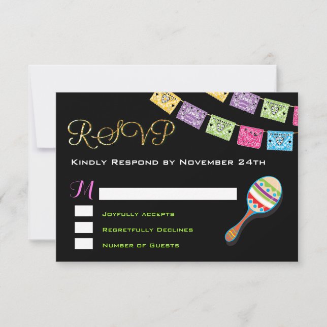 Tarjeta RSVP de boda mexicana (Anverso)