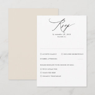 Tarjeta RSVP de boda mínima Beige-moderna