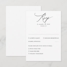 Tarjeta RSVP de boda mínima blanca moderna