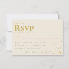 Tarjeta RSVP de boda mínima de Relieve metalizado 