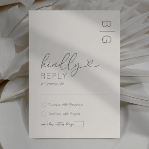 Tarjeta RSVP de boda mínima moderna de marfil