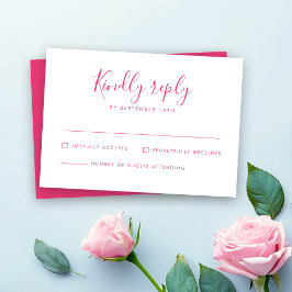 Tarjeta RSVP de boda mínima rosa