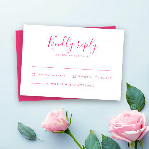 Tarjeta RSVP de boda mínima rosa