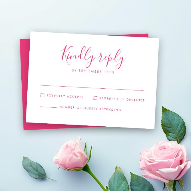 Tarjeta RSVP de boda mínima rosa (Subido por el creador)