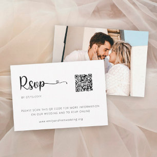 Tarjeta RSVP de boda mínima simple con foto