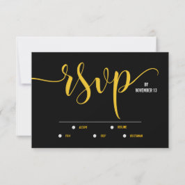 Tarjeta RSVP de boda Minimalista amarilla y negra