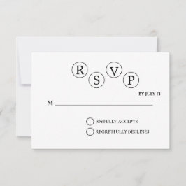 Tarjeta RSVP de boda minimalista | Blanco y negro 