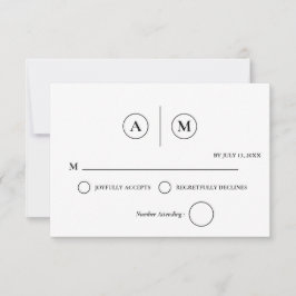 Tarjeta RSVP de boda minimalista | Blanco y negro 