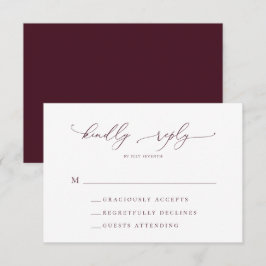 Tarjeta RSVP de Boda Minimalista Borgoña