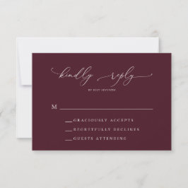 Tarjeta RSVP de Boda Minimalista Borgoña