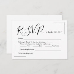 Tarjeta RSVP de boda minimalista con fronteras cru