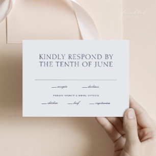 Tarjeta RSVP de boda minimalista con opciones de c