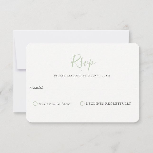 Tarjeta RSVP de boda minimalista con sabios (Anverso)