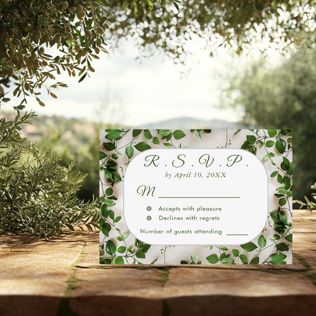Tarjeta RSVP de boda Minimalista de follaje verde (Subido por el creador)