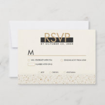 Tarjeta RSVP de boda minimalista de marfil Terrazz