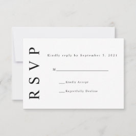 Tarjeta RSVP de Boda Minimalista en Monograma Blan